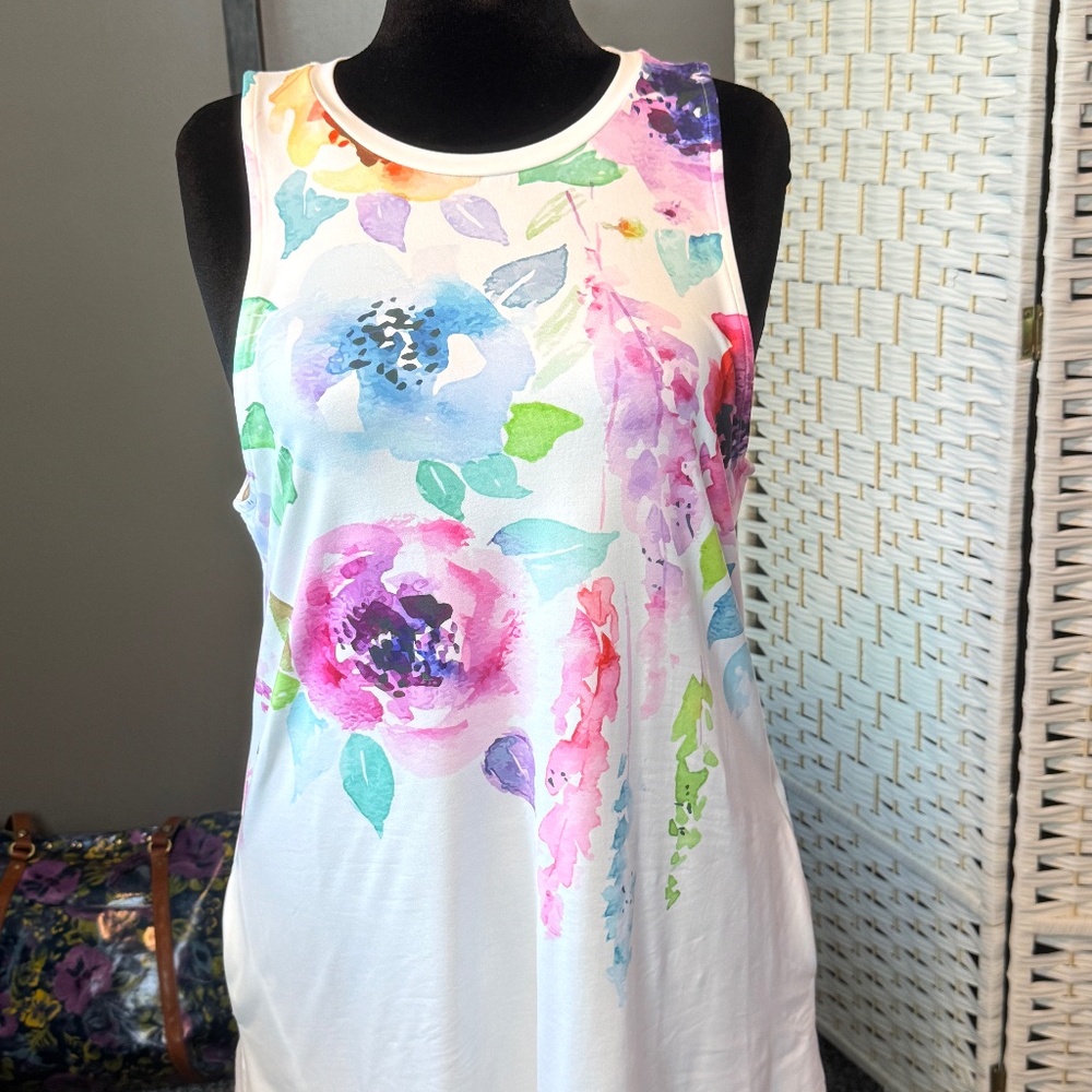 Pink Daisy tank A-line dress